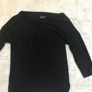 Calvin Klein black 3/4 sleeve top s s/p